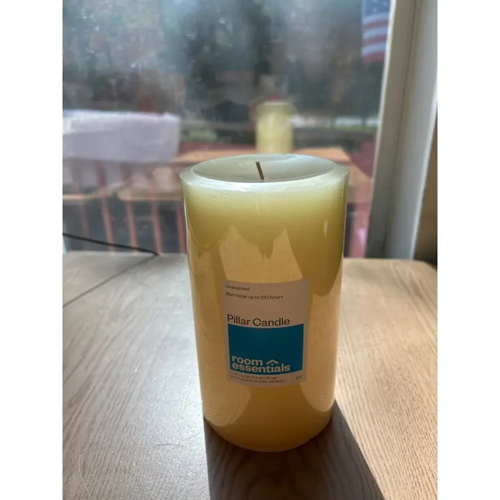 New Room Essentials Fragrance Free Pillar Candle Cream size 7